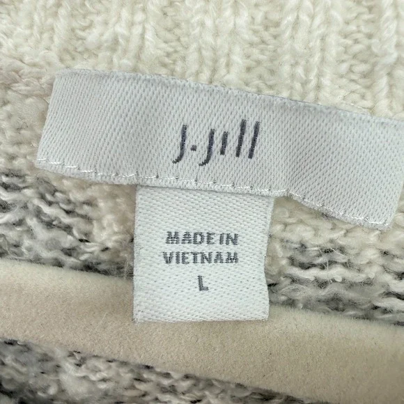 J.Jill Womens‎ Sweater Large Ivory Gray Fair Isle Crewneck Knit Pullover - Picture 3 of 13